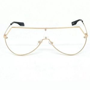 Oversized Clear Gold Aviator Designer Flat Top